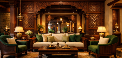 Modern living room interior with neutral tones, sleek furniture, and elegant décor design.